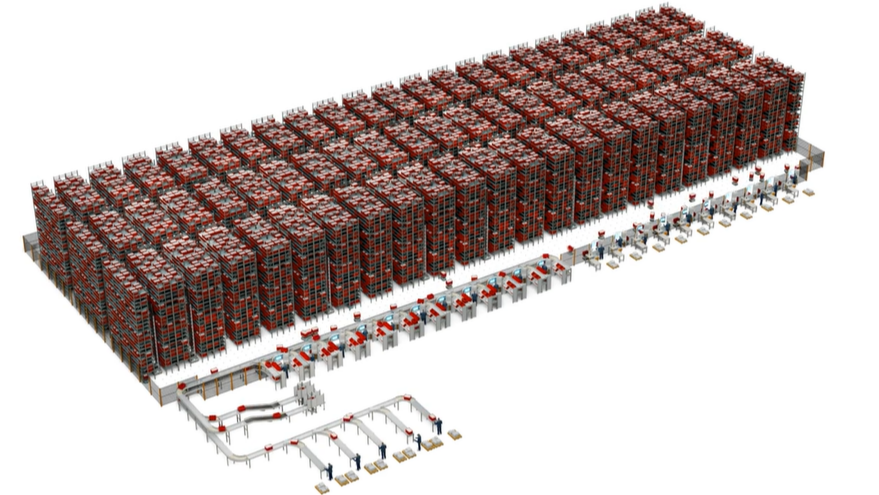 Magazzino scalabile con sistemi picking automatico per ecommerce.